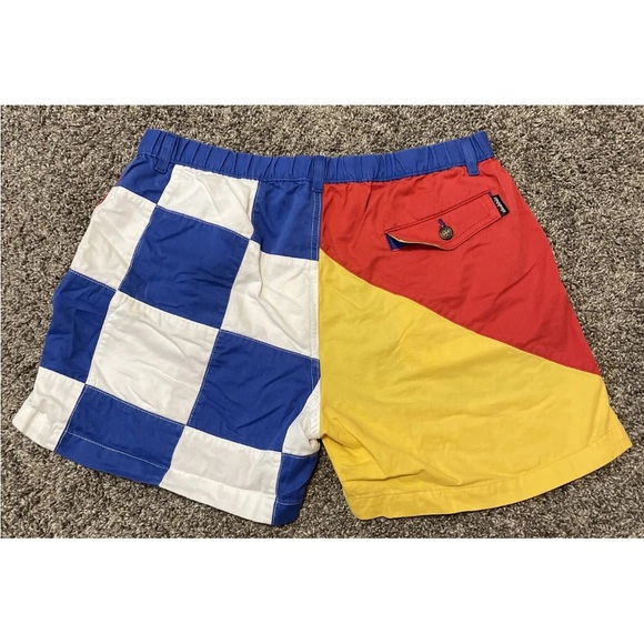 Chubbies 5” Blue Red Yellow Color Block 100% Cotton Mens Large Shorts - Picture 11 of 12